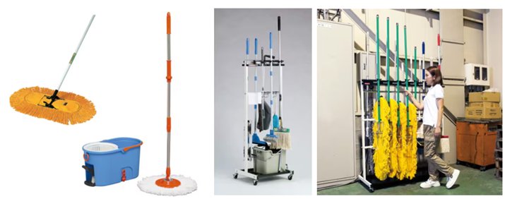 コイン電池・ボタン電池が並んでいる画像と共用棚に収納されている状態の画像