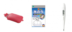 氷枕や氷のう、体温計の画像