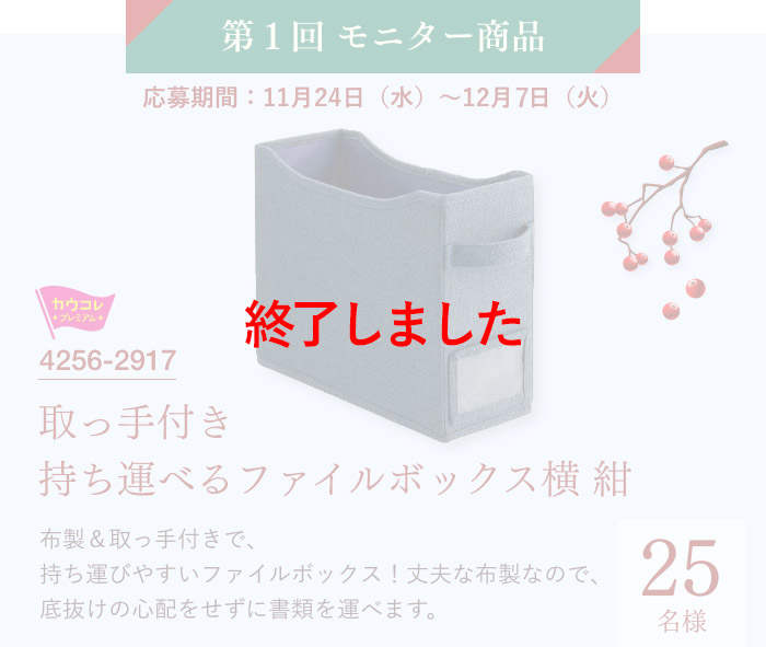 第1回モニター商品　応募期間：11月24日（水）～12月6日（火）