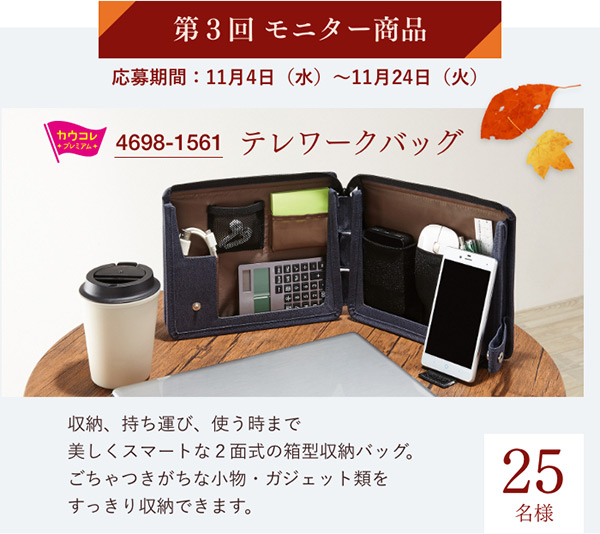 第3回モニター商品　応募期間：11月4日（水）～11月24日（火）